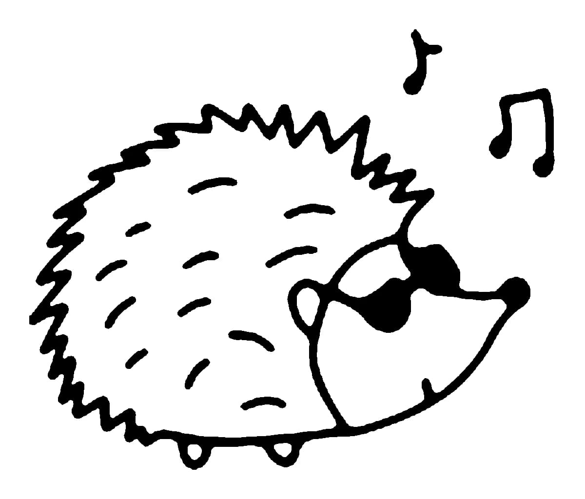 Cute cartoon hedgehog holding a solid black heart, drawn in a simple, bold black ink outline style.