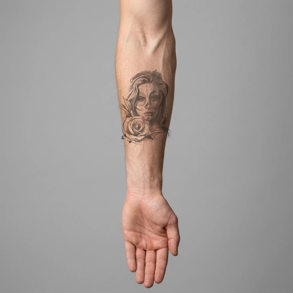 High-fidelity 5-year healed tattoo simulation composite