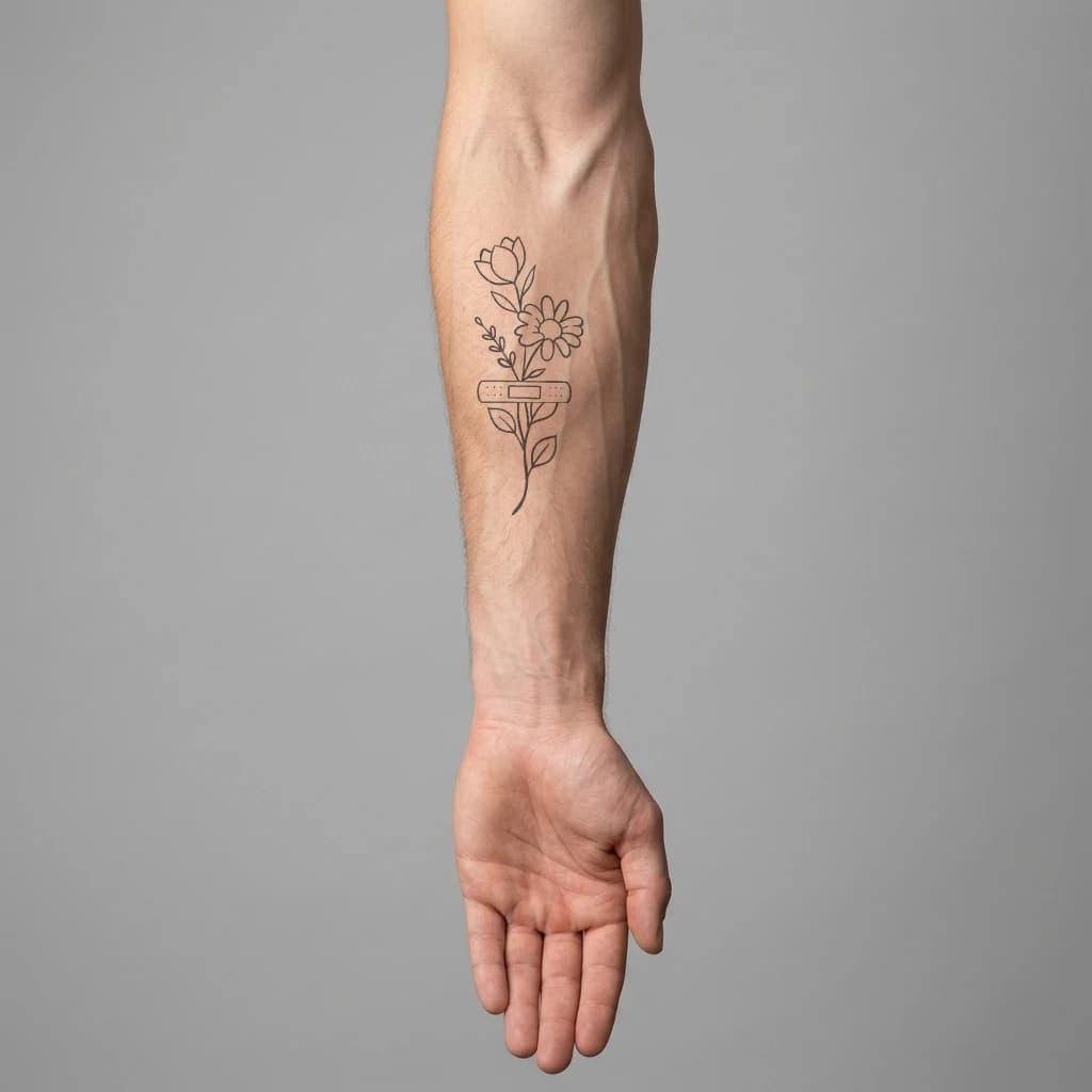 High-fidelity 5-year healed tattoo simulation composite