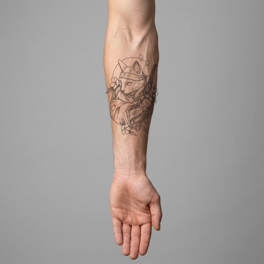 High-fidelity 5-year healed tattoo simulation composite