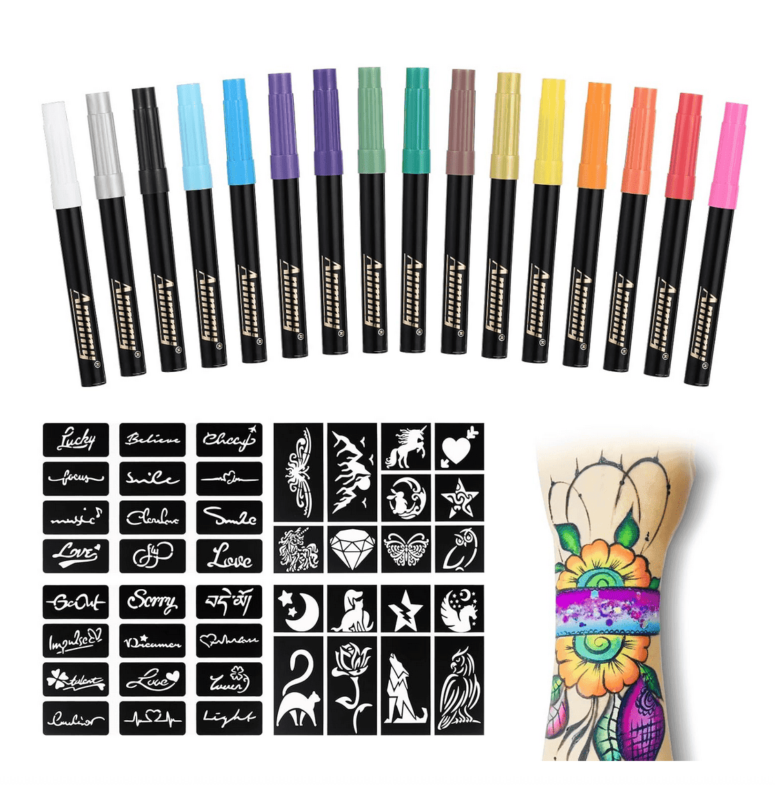 2 — ANMMY TEMPORARY TATTOO MARKERS